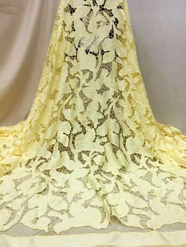 

African Lace Fabric 2018 High Quality Lace For Nigerian Wedding Dress Water Soluble Lace With yellow Cord Lace Fabric