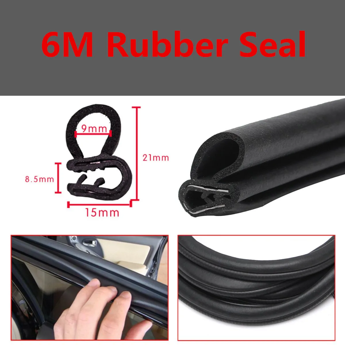 6m B type Universal Car Edge Protector B-shaped Rubber Auto Door Noise Insulation Anti-Dust Soundpr