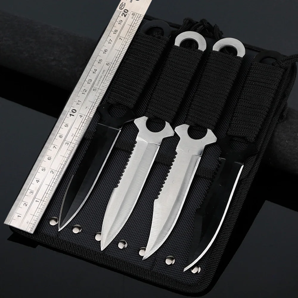 

OWL OD049 4pcs Stainless Steel Fixed Blade Knife with Bag throwing knife zombie kille tactical knife Pocket knifer Free shipping