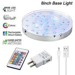 8inch LED Light Base Glass flower vase lamps Battery operated wedding table flowers centerpiece for party decoration with remote