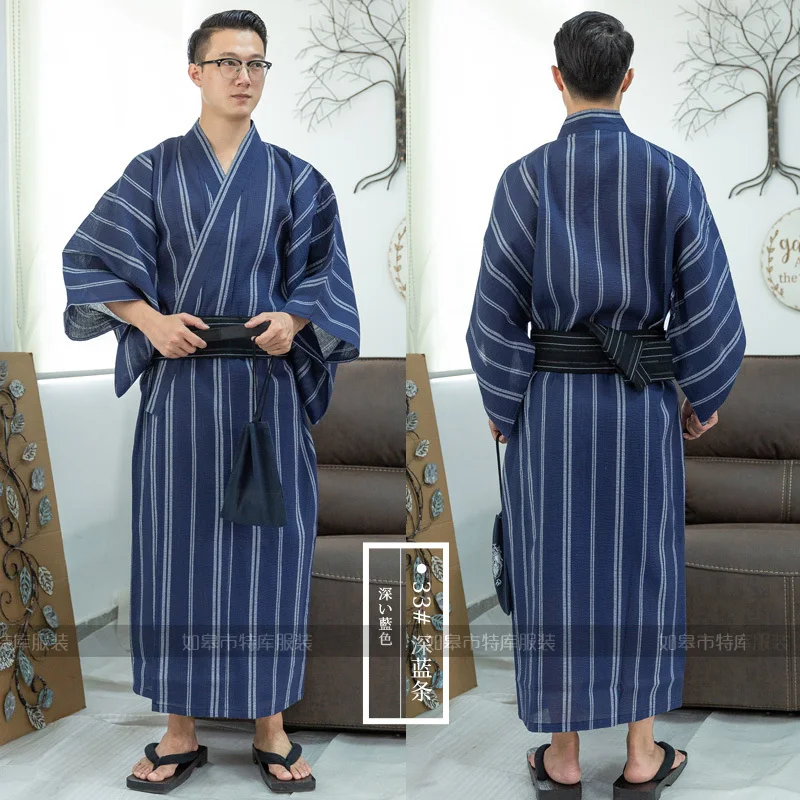 Мужское классическое японское кимоно хлопковый Халат Yukata мужской банный халат