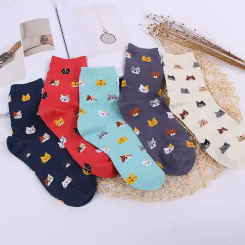 Cute Teen Girl Socks Women Socks Warm Cotton Lovely Cute Cat Animal Socks Cotton Socks -5624