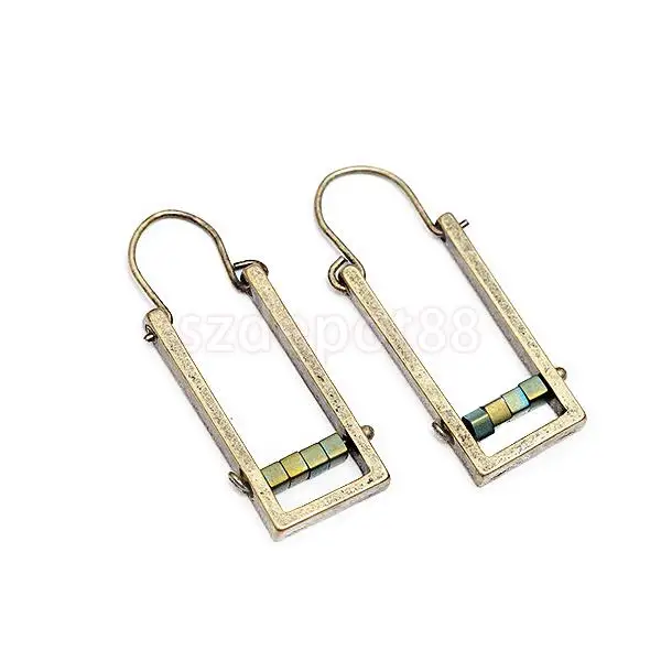

The European and American Fashion Jewelry Rectangular Alloy Dangle Antique Earrings