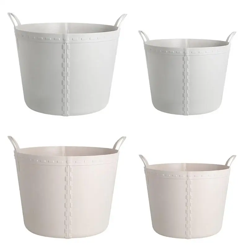 

Laundry Basket Plastic Home Storage Basket Sundries Nordic Wind Portable Large Round Hamper With Waterproof Sundries Light Yello