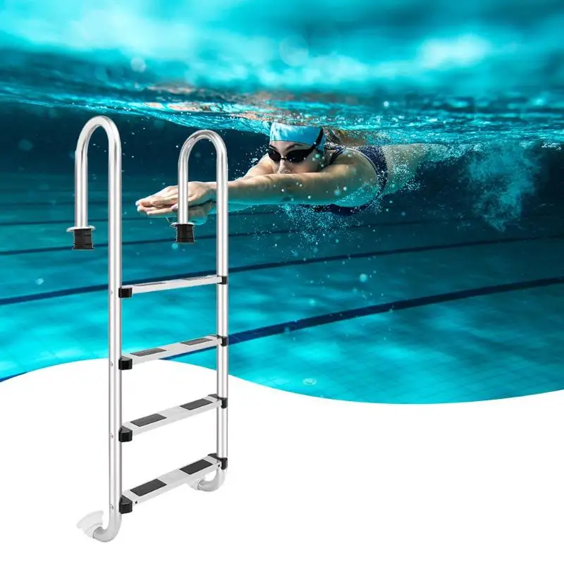 

157cm Height 4 Step Stainless Steel Ladder In-Ground Swimming Pool Equipment Anti Skid Ladder Suit