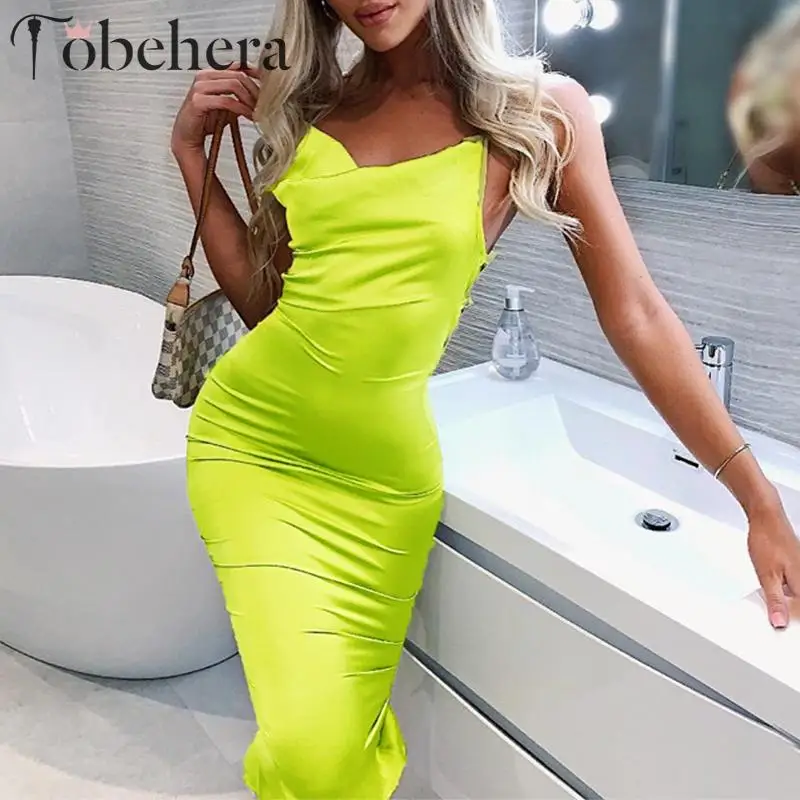 Женское сатиновое платье Glamaker облегающее средней длины на шнурках с треугольным
