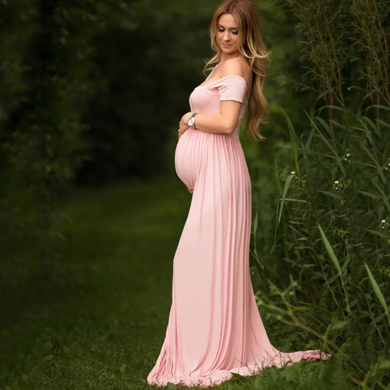 

Brand New Pregnant Women Front Split Long Maxi Maternity Dress Gown Photo Photography Prop Lace Strapless Dress Chiffon Set