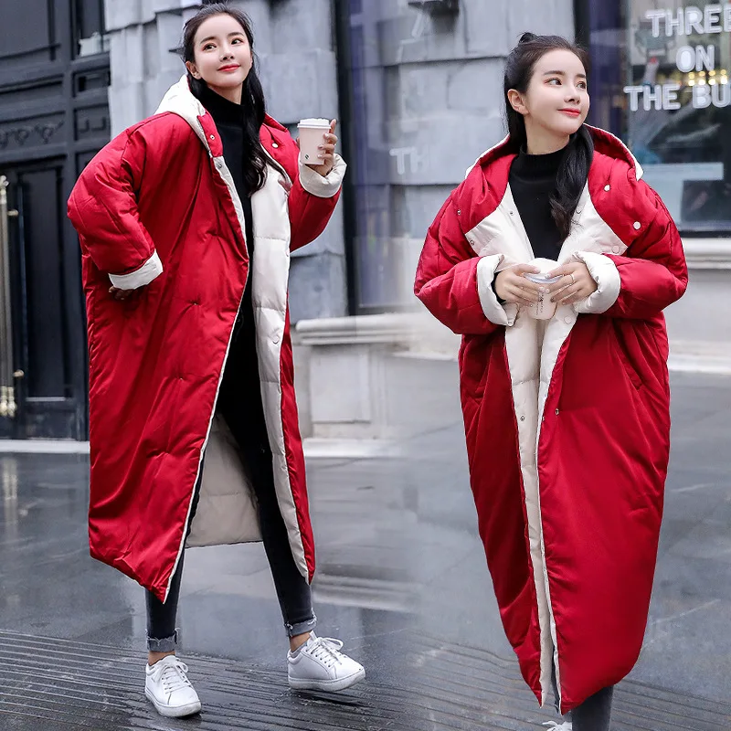 Повседневное пуховое хлопковое Стеганое пальто двухстороннее украинское пальто зимняя одежда размера плюс длинная парка зимняя куртка женская одежда B210