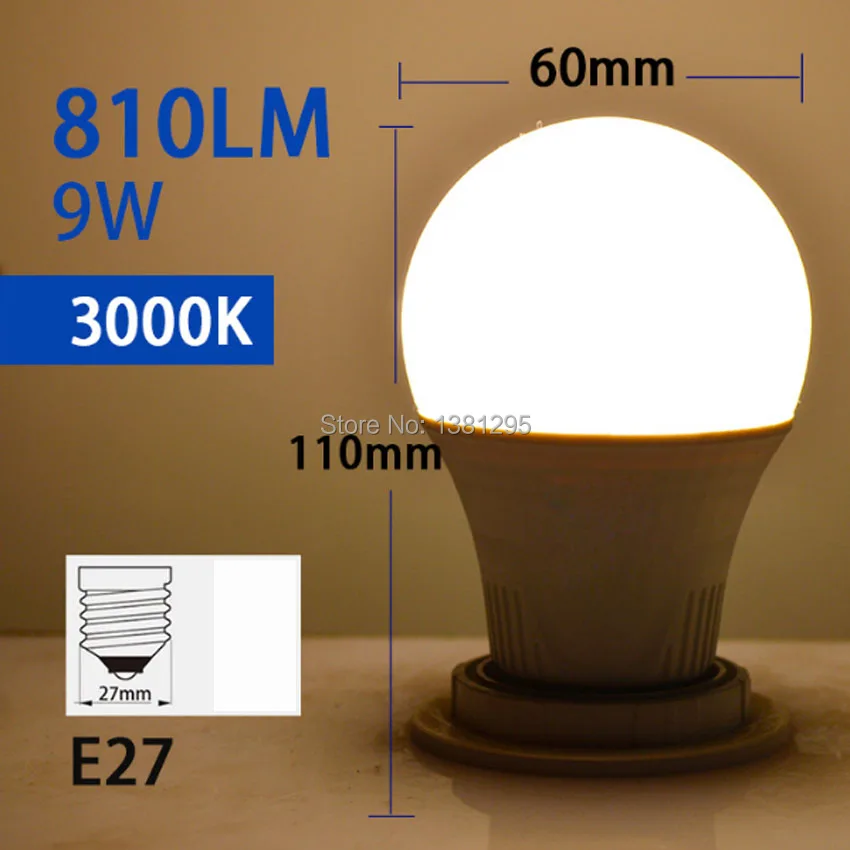 LED مصباح E27 ضوء لمبة للمنزل غرفة نوم السرير الجدول مصباح لمبة مكتب منضدة امب A60 9 واط AC 220 فولت 230 فولت 240 فولت LED Lampada
