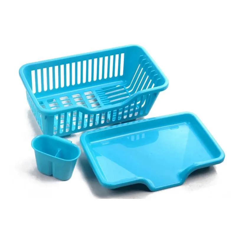 

Blue Kitchen Sink Dish Drying Rack Drainer Washing Holder Basket Organizer Tray