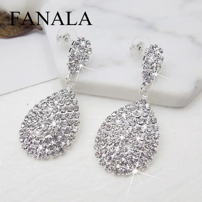 

Women Jewelry Fashion Rhinestone Water Drop Push Casual Street Party Club Outdoor Back Earrings Gold Silver 5 x 2 3cm L x W