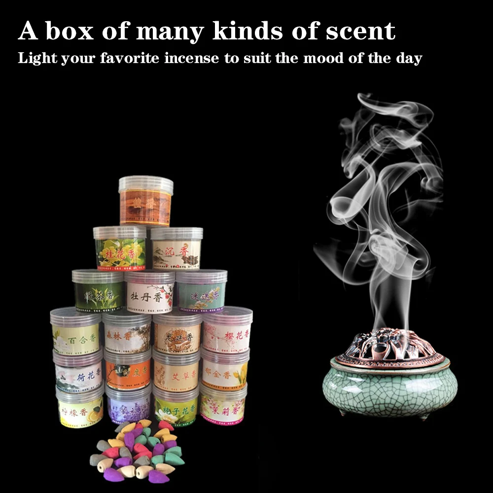 

45pcs/box Incense Natural Non-toxic Sandalwood Backflow Incense Indoor Hollow Cones Mixed Scents Aroma Air Purifying Freshener