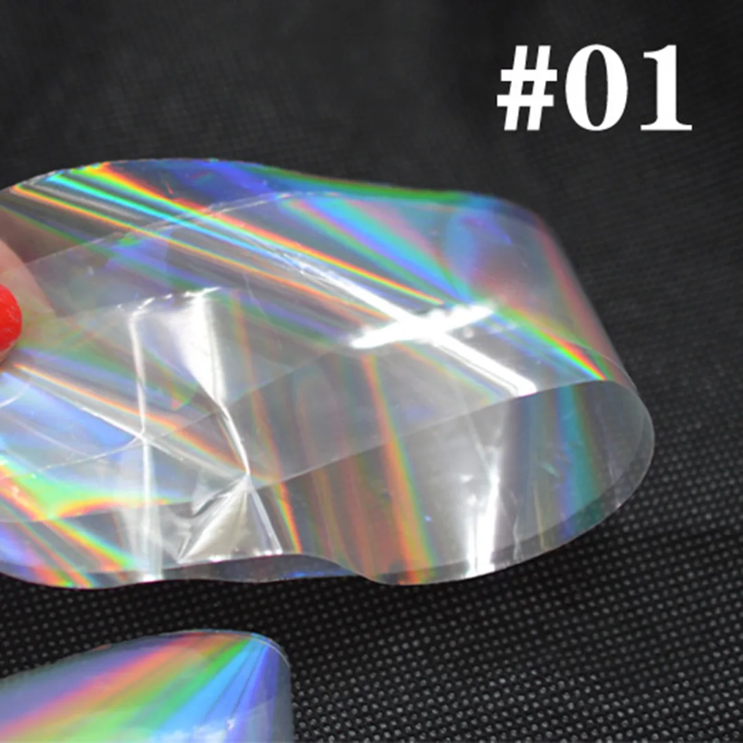

Shellhard 1 Roll 4*120cm Holographic Starry Nail Foil Holo Glitter Colorful Stripe DIY Nail Art Transfer Sticker Paper