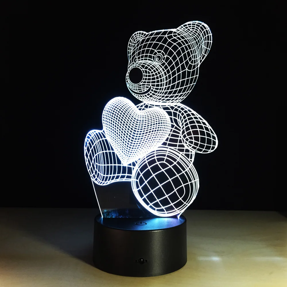 

Creative Colorful 3D Led Night Light 2019 New Style Remote-Controlled Lighting Colorful Lights Touch Lamp li pin deng Bear