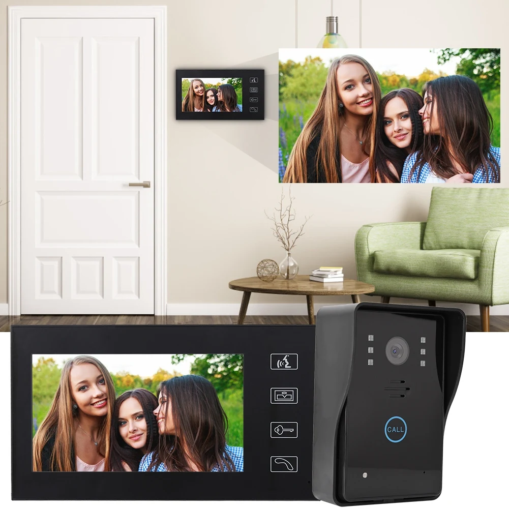 

7 Inch LCD Video Door Phone Intercom Doorbell Wired IR Camera Door Bell EU US UK AU Plug Optional