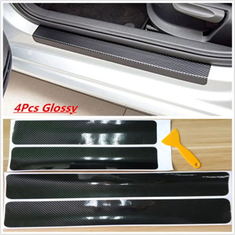 

4* Car 3D Carbon Fiber Plate Door Sill Panel Protection Stickers Practical