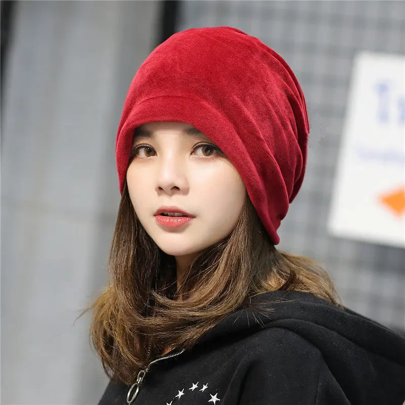 Men Ladies Velvet Winter Warm Slouch 