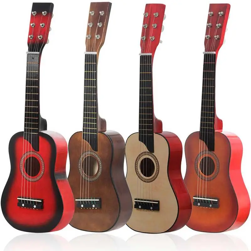 

25 Inch Small Guitar Ukulele Six-string Wooden Children's Toy Guitar Beginner Solid Wood Small Guitar Four Colors Optional