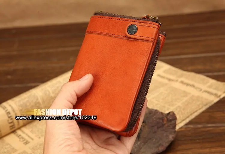 Винтажный дизайнерский мужской кожаный бумажник из воловьей кожи, кошелек из натуральной кожи со съемным карманом для монет, бумажник из мягкой кожи