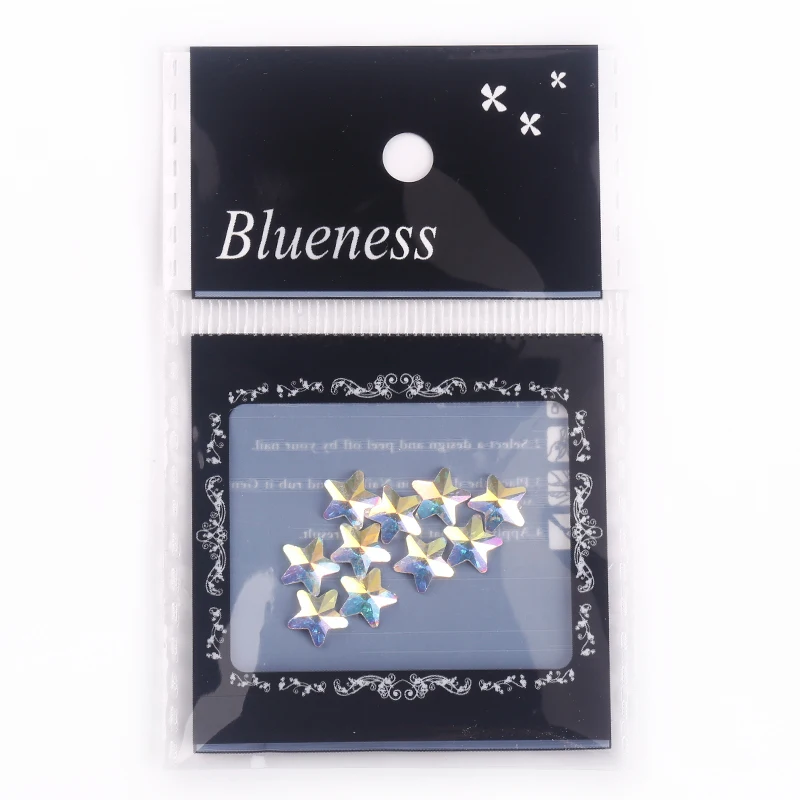 Blueness 3D Блеск Звезда дизайн 10 шт./лот Маникюр клеи Стразы стеклянные аксессуары декоративные заклепки для украшения ногтей PJ680