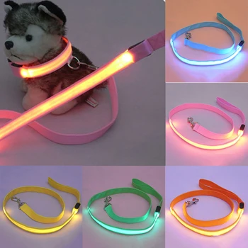 

LED Light Up High Quality Flashing 1PC Glow In Dark Nylon Hot Sale Dog Leash Dog Collar LED Popular Night Safety Pet Supplies