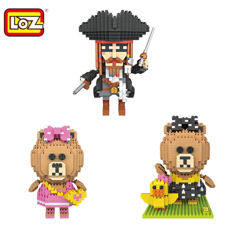 

LOZ Blocks Building Bricks Bear Anime brinquedos Model Captain The Black Pearl Auction figures Pirate Educational Kids toys 9762
