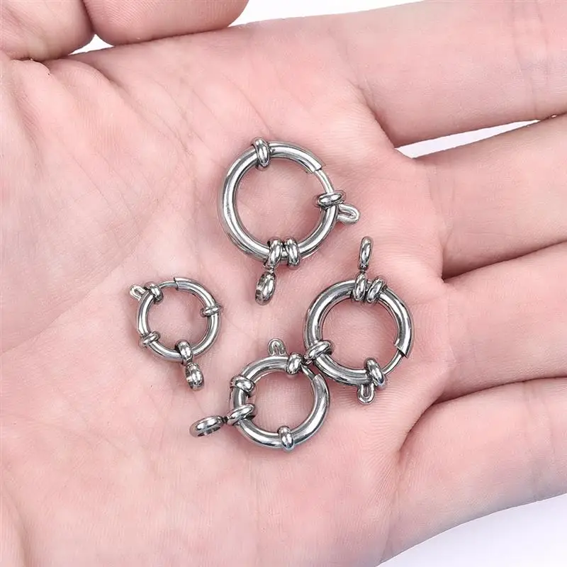 5pcs/Lot Round Ring Spring Clasp Stainless Steel Jewelry Making Necklace Bracelet Clasp Connector Jewelry Findings Accessories