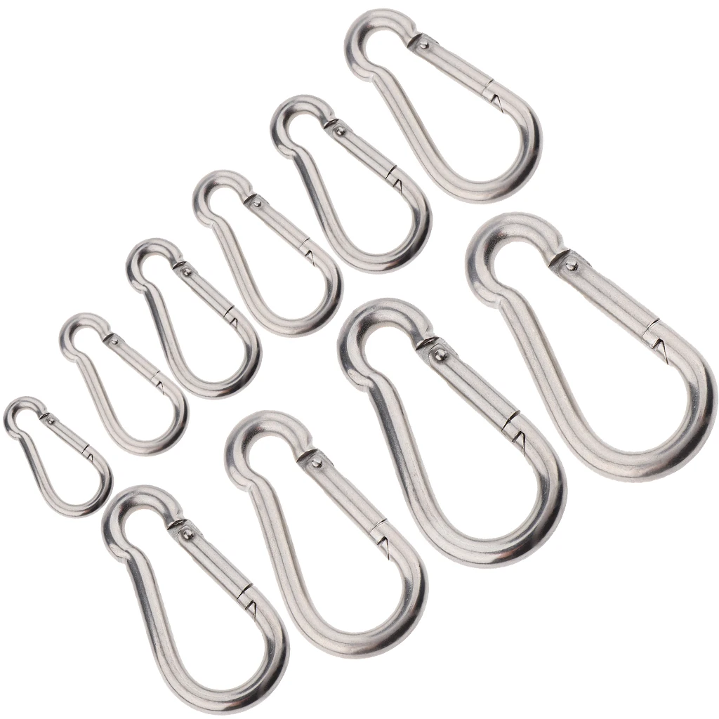 20pcs 8MM STAINLESS STEEL 316 SNAP HOOK CARABINER MOUNTING SHADE SAIL CLIMBING