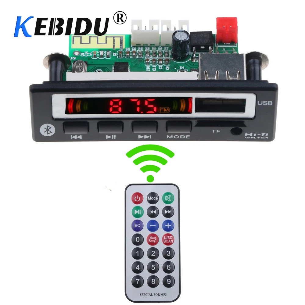 Kebidu беспроводной Bluetooth 5в 12в светодиодный дисплей MP3 WMA WAV декодер плата USB FM TF Аудио