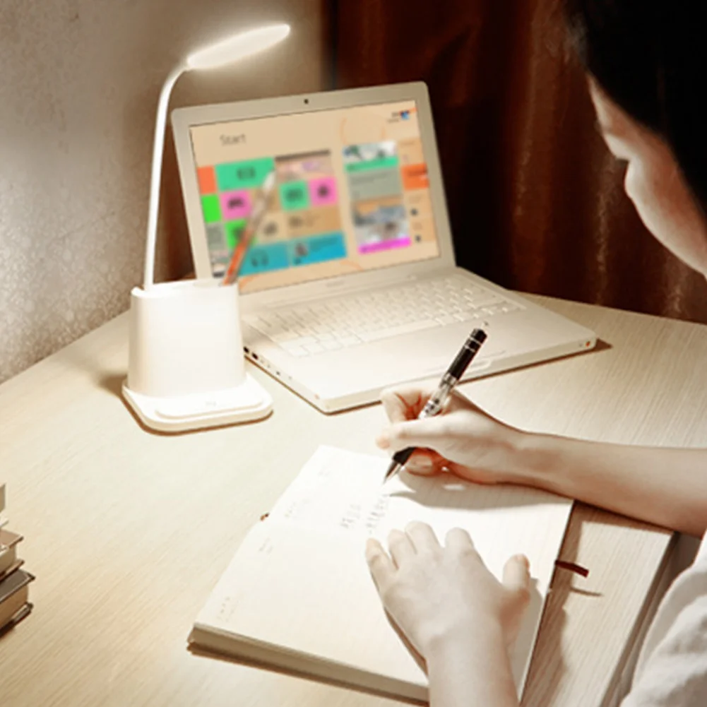 

Home Desk Lamp Emergency Phone Charger LED Touch Office Supper Bright Pen Holder Rechargable Eye Protection Night Light