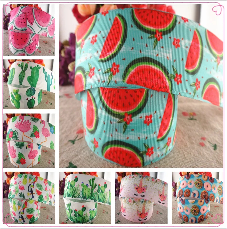 

18042521, 1-1/2" 38mm 5 yards/lot flowers printed grosgrain ribbons gift packaging DIY handmade materials