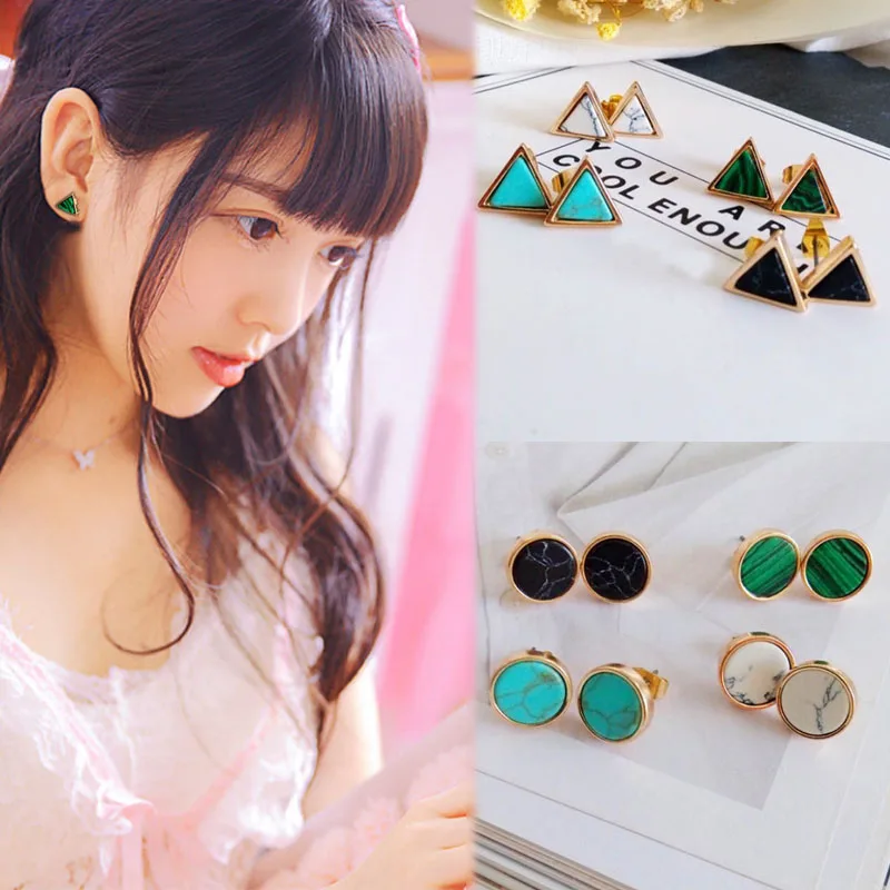 

Unique Allergy Free High Quality 1Pair 4 Colors Minimalist Restoring Ancient Ways Round Triangle Natural Earring Drop Shipping
