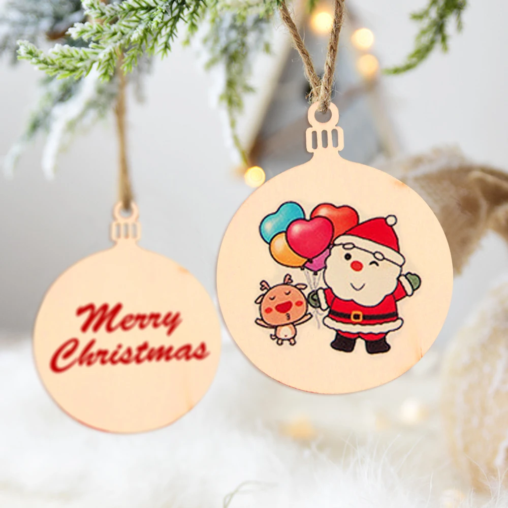 

10PCS DIY Natural Round Shape Wooden Chip For DIY Craft Christmas Tree Hanging Ornaments Gift Scrapbookings Decoration Crafts