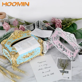 

HOOMIN Home Organizer Tissue Box Home Storage Elegant Napkin Case Luxury European Hotel Decors Kitchen Organization