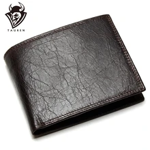 Таурен, новинка, мужской кошелек, натуральная кожа, Crazy Horse, на молнии, с карманом для монет, с верхним зерном, коровья кожа, мужской кошелек