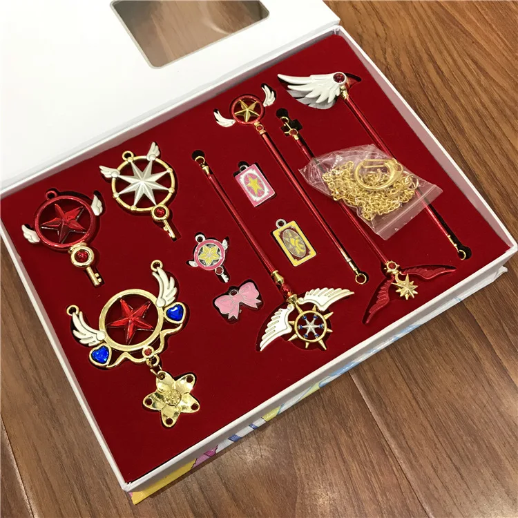 11pcs/set Cosplay Card Captor Sakura Magic Pendant Chain Necklace Without Box