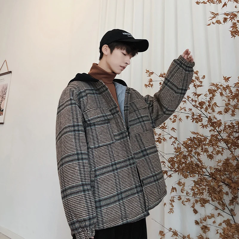 Incluso Coreano Edición ropa Tamaño 2018 Cachemira Suelta Nueva Abrigo Casual Black Sombrero Celosía khaki Invierno Gruesa Amantes Algodón Acolchada De Gran TpZ0wAxq