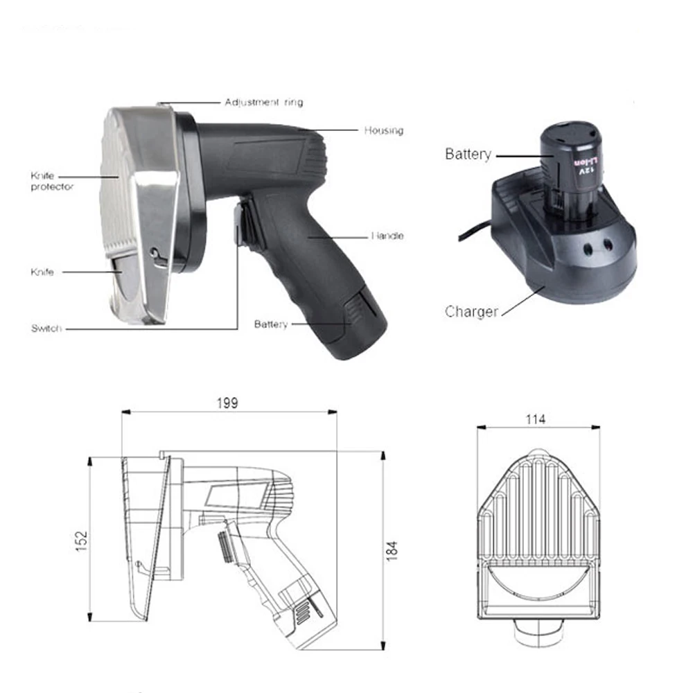 Electric Knife Shawarma Kebab Slicer Doner Cutter With Two Batteries With Two Blades Wireless Doner Kebab Slicer