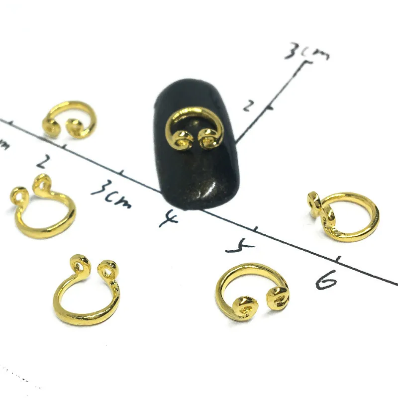 

40Pcs Gold Hoop Ring Nail Art Decorations 3d Cartoon Metal Studs Charms Punk Accessories Bling Nailart Supplies Ornaments DIY