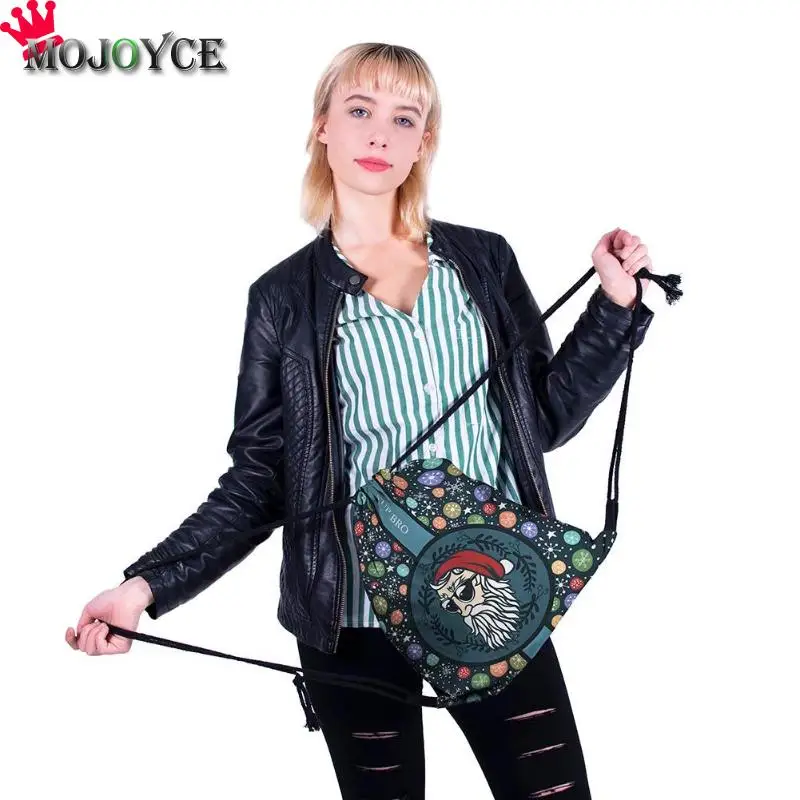 

Women Christmas Printing Drawstring Bag Men Xmas Backpack Shoulder Bags Casual style Ladies Backpack Mochila Feminina Sac a Dos