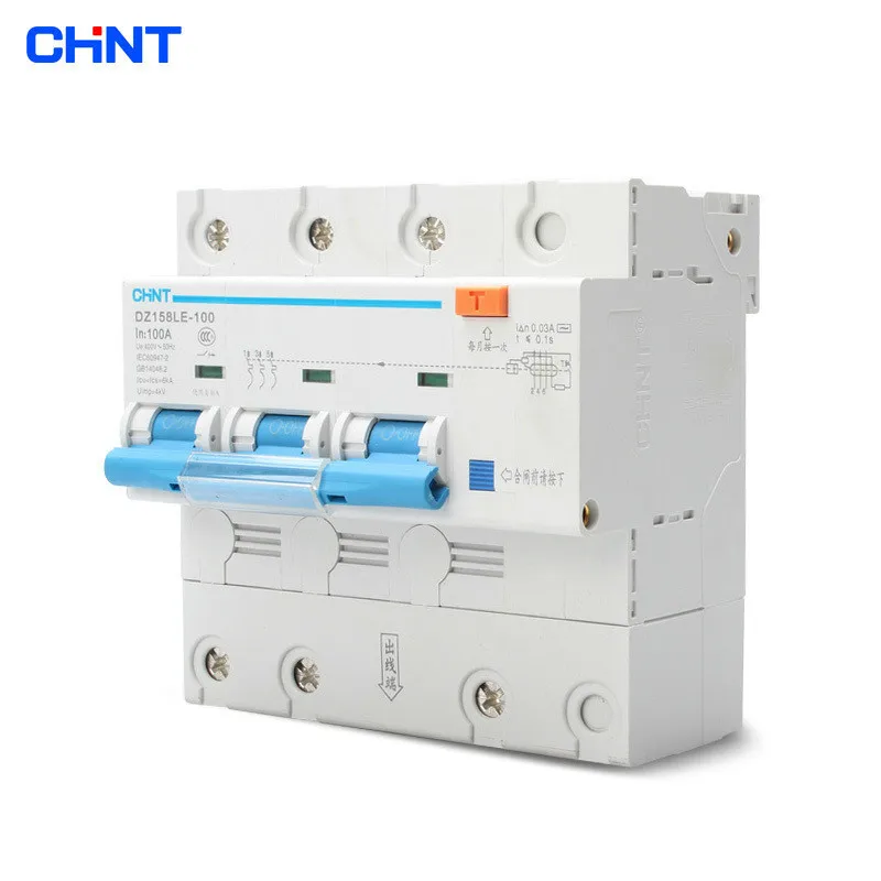 

CHNT Leakage Circuit Breakers High Power Home Air Switch Residual Current Circuit Breakers DZ158LE 3P 100A