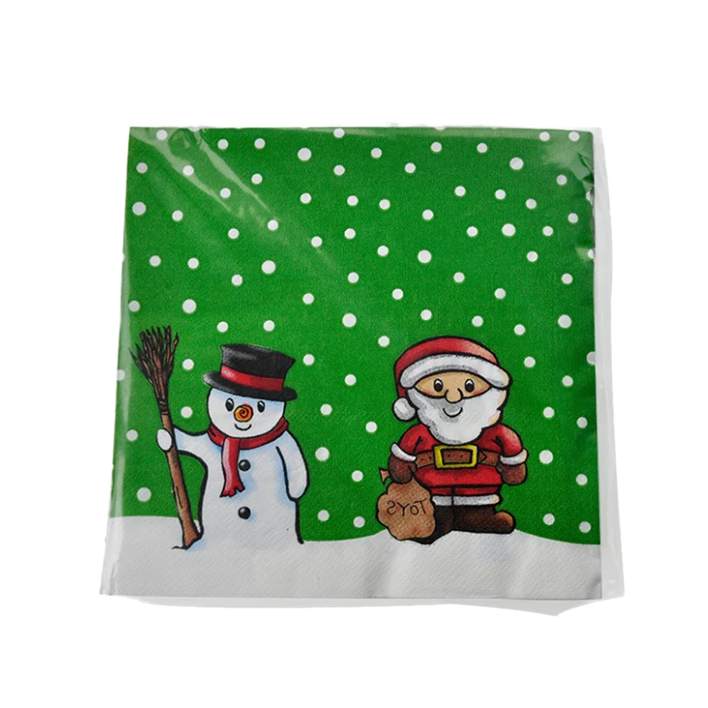 20pcs Christmas Napkins Xmas Santa Dinner Santa Claus Disposable