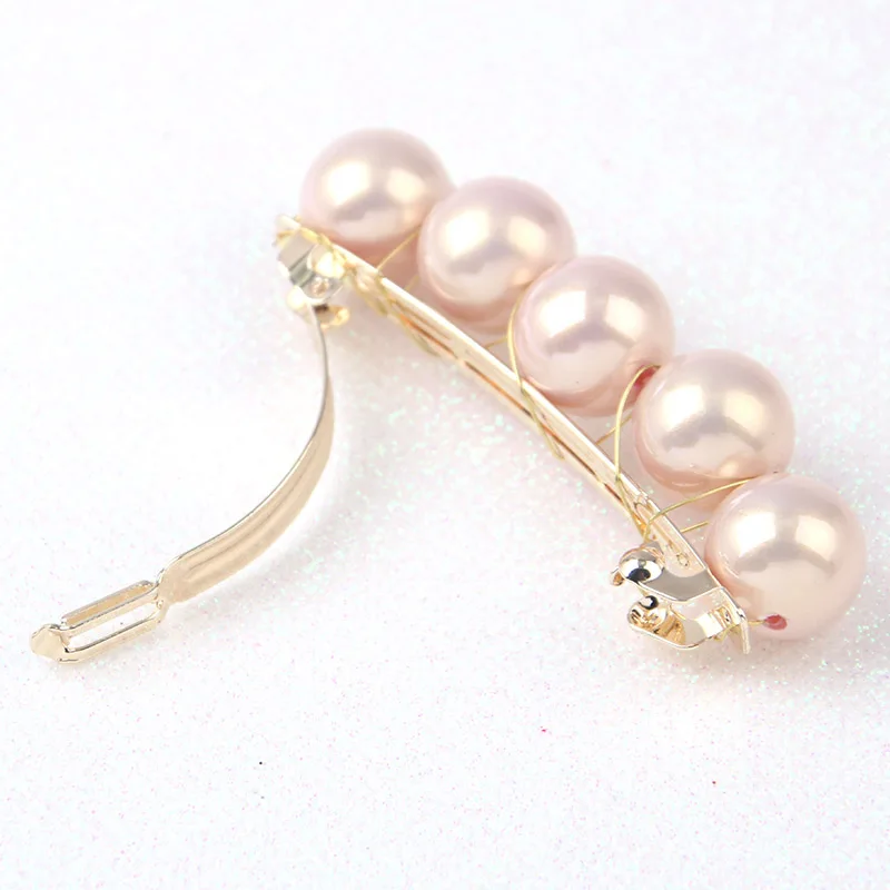 Fashion 1PC Korean 5 Colors Imitation Pearl Handmade Hair Clips High Quality Wedding Party Women Unique Alloy Hair Accessories