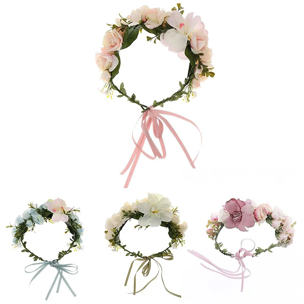 

Flower Wreath Headband Crown Floral Garland Boho for Festival Wedding