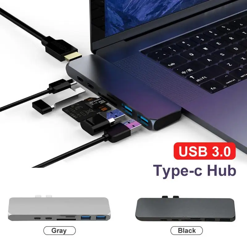 

Dual Type-c Hub To Hdmi 4k USB C Hub With 2 USB 3.0 Port SD/TF Type-C Port 40Gbps Thunderbolt3 Port For Macbook Supplies