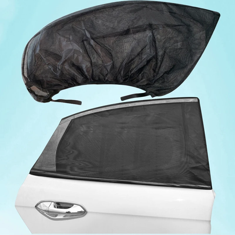 

New 2pcs Car Window Net Sunshade Mesh Cover Anti Mosquito UV Shield Curtain 120*50cm Fit For Most SUVs