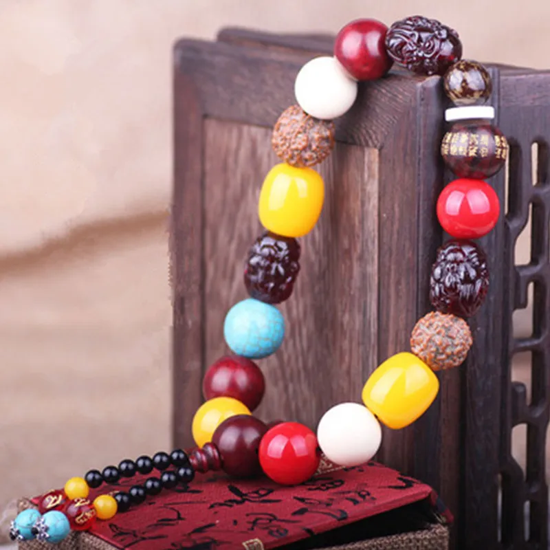 

1PC Car Mirror Hanging Pendant Car Stall Beads Bracelet Rearview Suspension Auto Interior Decoration Chinese Style Cars Ornament