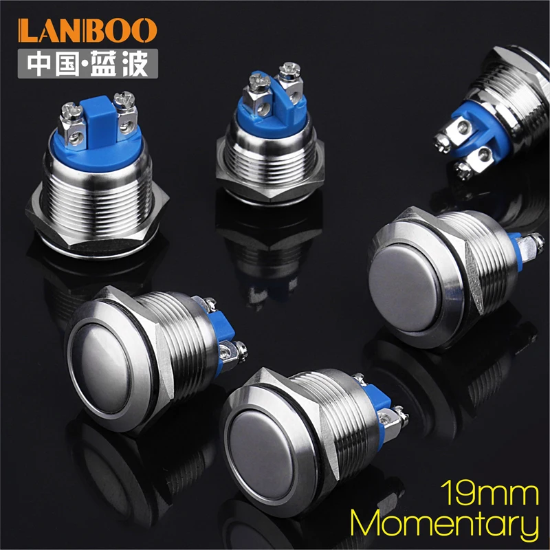 

LANBOO 1NO momentary switch 19mm push button with flat/high/ball shape without lamp