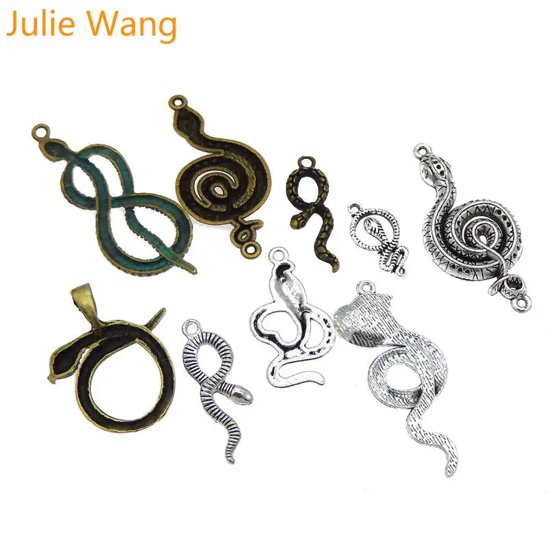 Julie Wang 9 шт. подвески в виде змеи смешанные антикварные цвета сплав животное