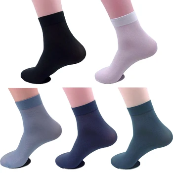 

YJSFG HOUSE 1Pair Mens Bamboo Socks Silk Ankle Business Dress Sock Sportswear Casual Solid Color Socks Male One Size Crew Sock